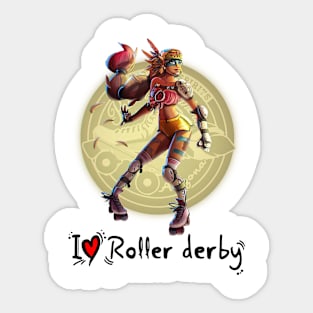 I Love Roller Derby Sticker